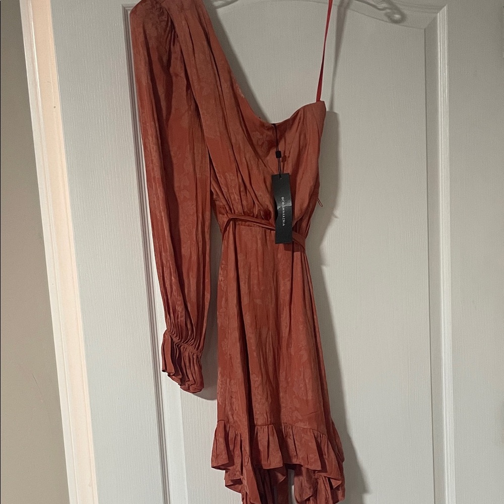 BCBGMaxAzria One-Shoulder Rust Dress